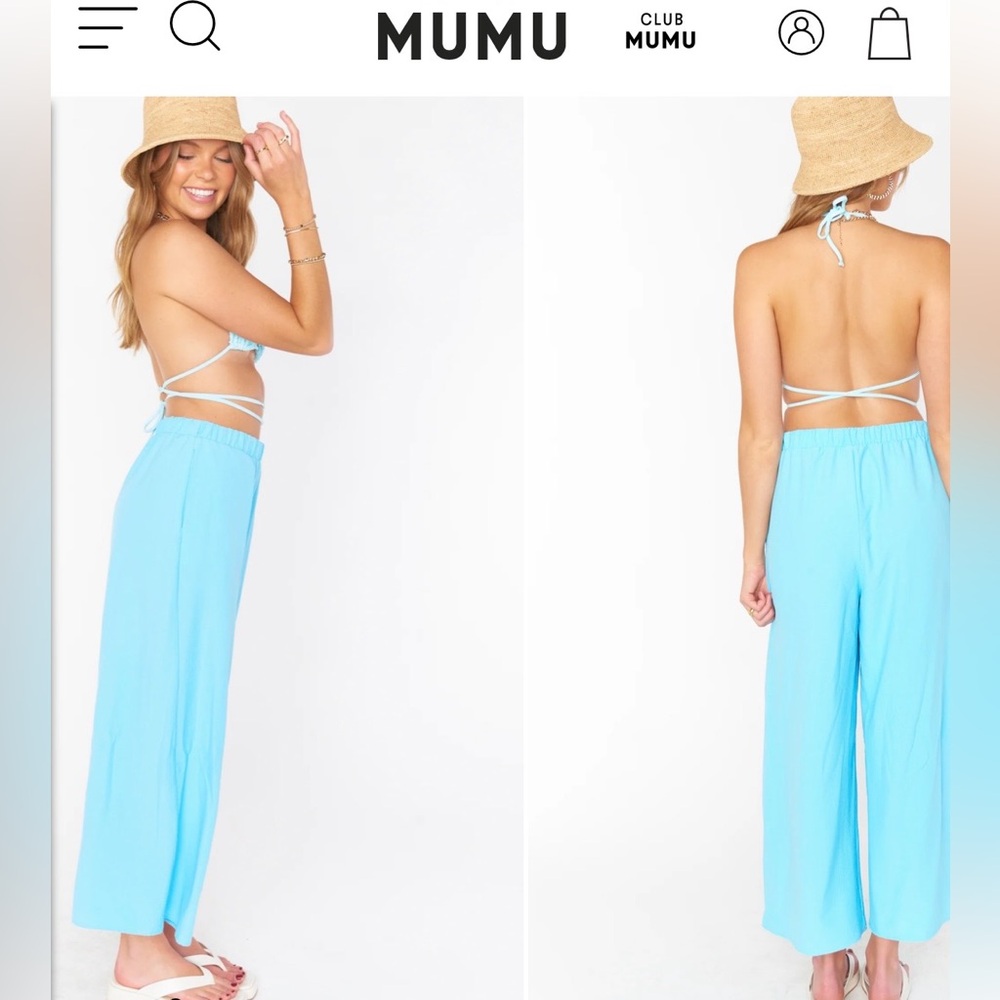 NWOT Show Me Your MuMu Kick Back Sky Blue Wide-Leg Pants